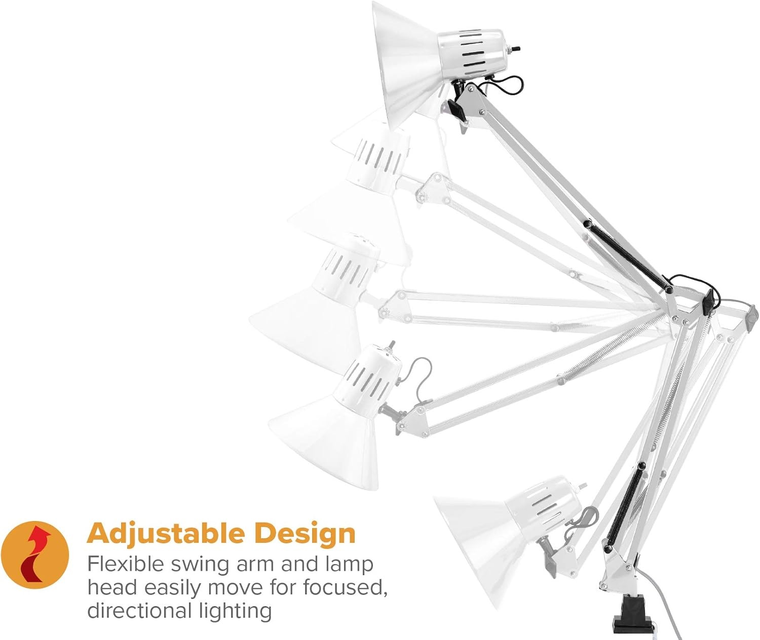 image:imageBostitch Office VLF100 LED Swing Arm Desk Lamp with Clamp Mount 36 Reach Includes LED BulbBlackClamp White