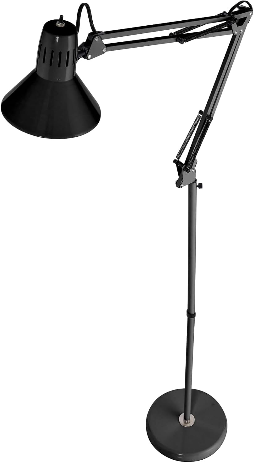 image:imageBostitch Office VLF100 LED Swing Arm Desk Lamp with Clamp Mount 36 Reach Includes LED BulbBlackFloor Black