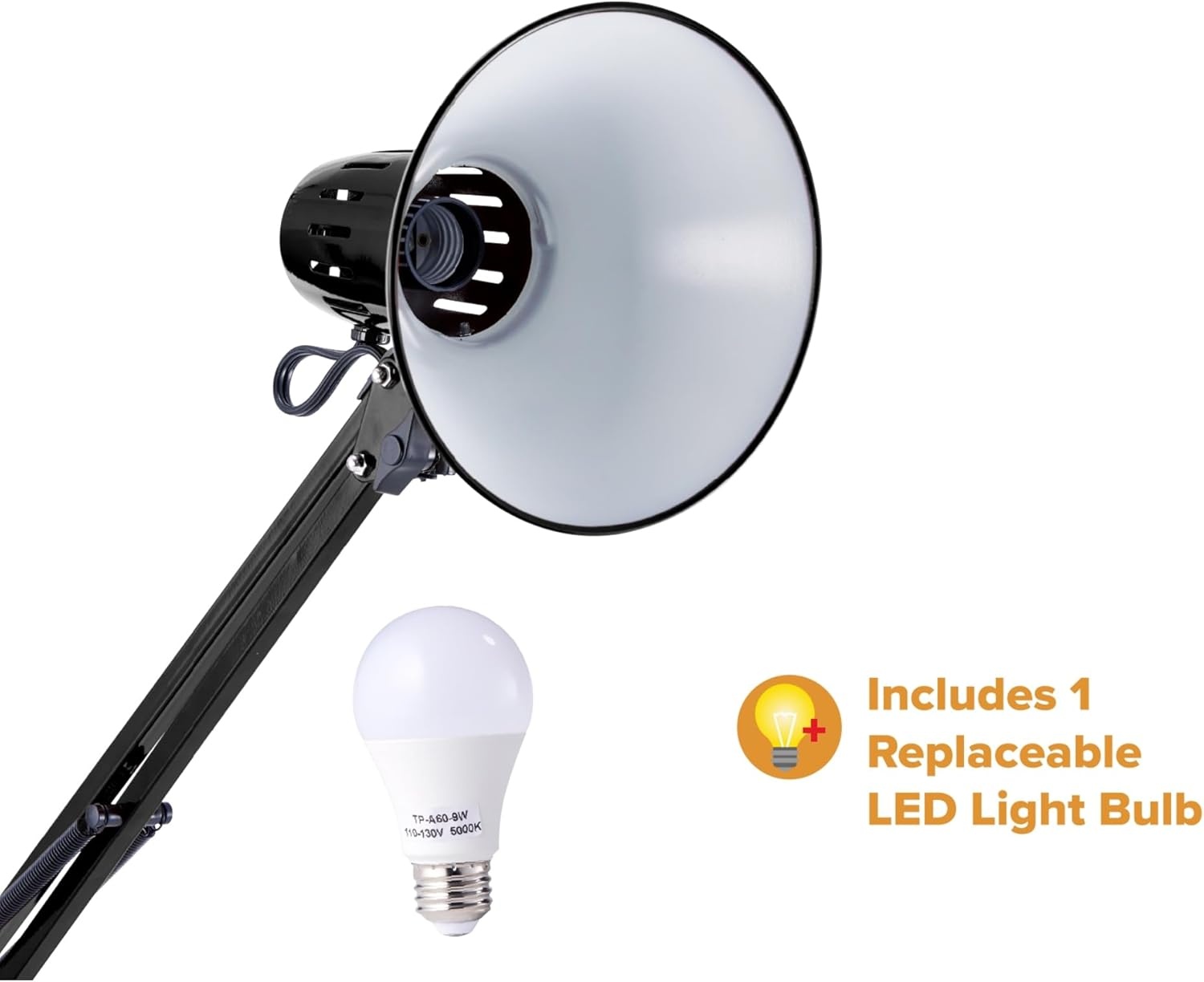 image:imageBostitch Office VLF100 LED Swing Arm Desk Lamp with Clamp Mount 36 Reach Includes LED BulbBlackFloor Black