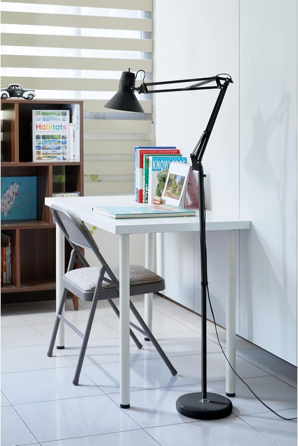 image:imageBostitch Office VLF100 LED Swing Arm Desk Lamp with Clamp Mount 36 Reach Includes LED BulbBlackFloor Black