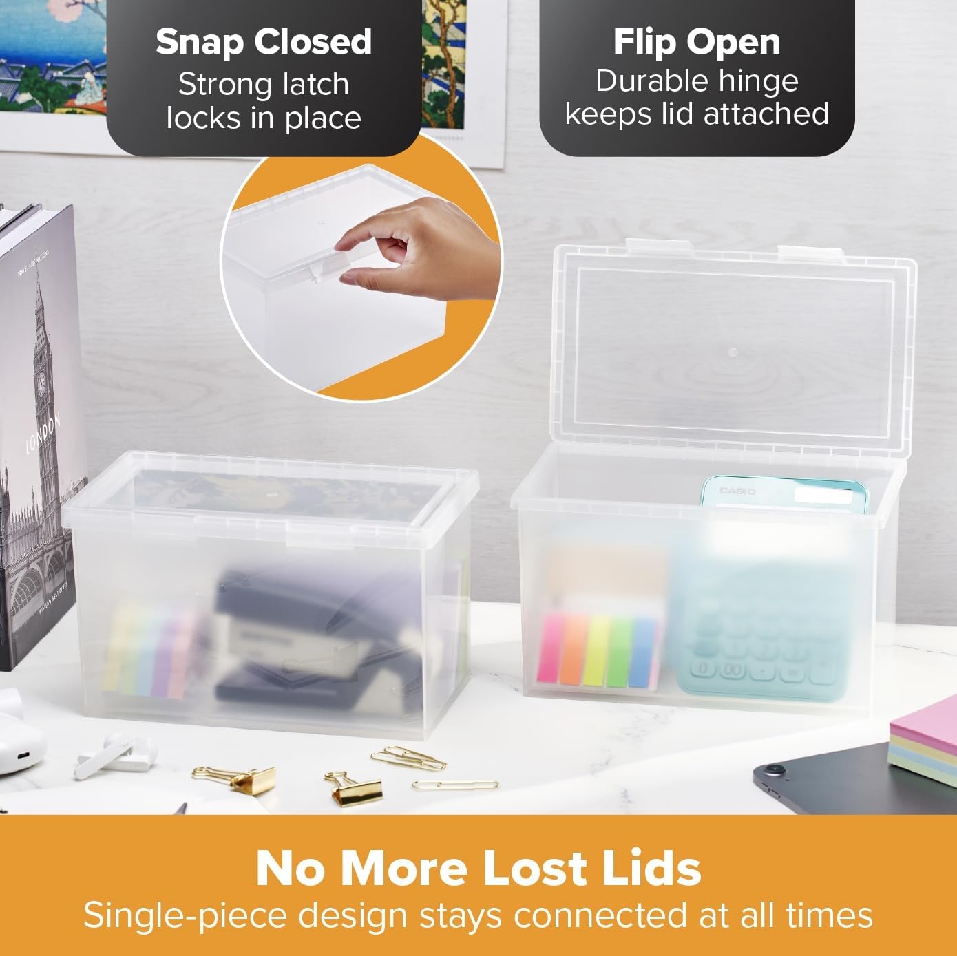 image:imageBostitch Konnect Storage Containers with Lids Clear Plastic Box Stackable for Crafts Home and Office Organization Labels 3Piece 1 4 Qt Box 2 15 Qt boxes4 Qt 2 Pack