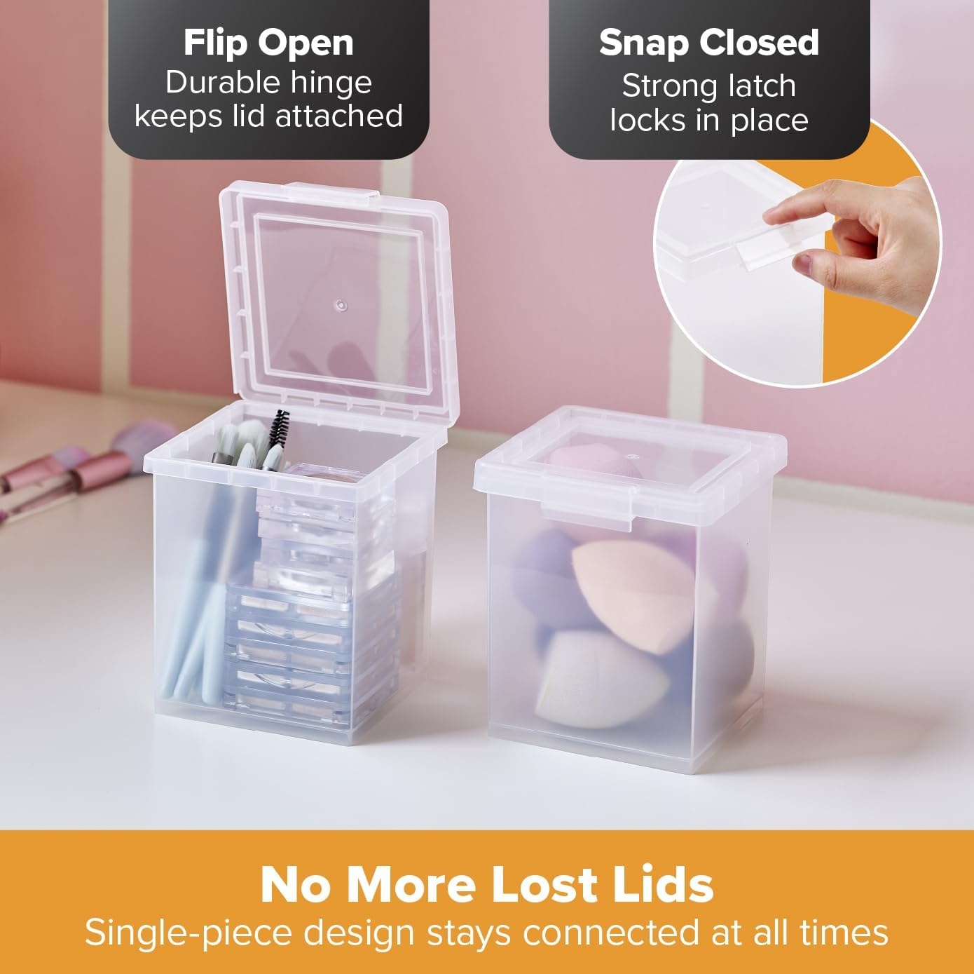 image:imageBostitch Konnect Storage Containers with Lids Clear Plastic Box Stackable for Crafts Home and Office Organization Labels 3Piece 1 4 Qt Box 2 15 Qt boxes15 Qt 2 Pack