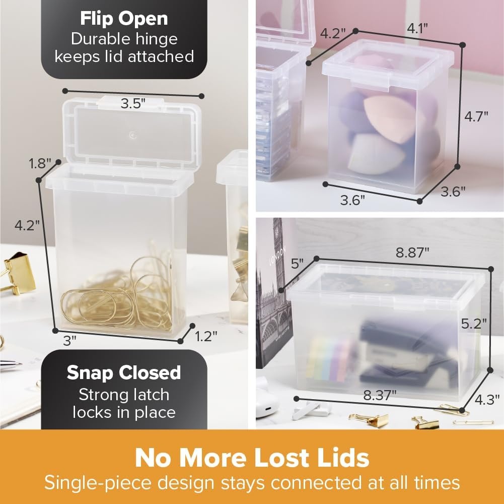 image:imageBostitch Konnect Storage Containers with Lids Clear Plastic Box Stackable for Crafts Home and Office Organization Labels 3Piece 1 4 Qt Box 2 15 Qt boxesComplete Set
