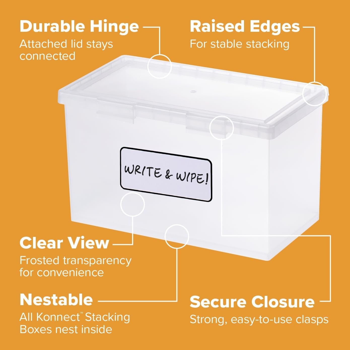image:imageBostitch Konnect Storage Containers with Lids Clear Plastic Box Stackable for Crafts Home and Office Organization Labels 3Piece 1 4 Qt Box 2 15 Qt boxes4 Qt 2 Pack