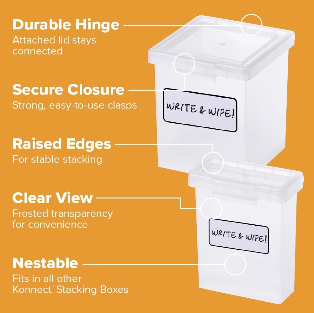 image:imageBostitch Konnect Storage Containers with Lids Clear Plastic Box Stackable for Crafts Home and Office Organization Labels 3Piece 1 4 Qt Box 2 15 Qt boxesSmall Storage Set