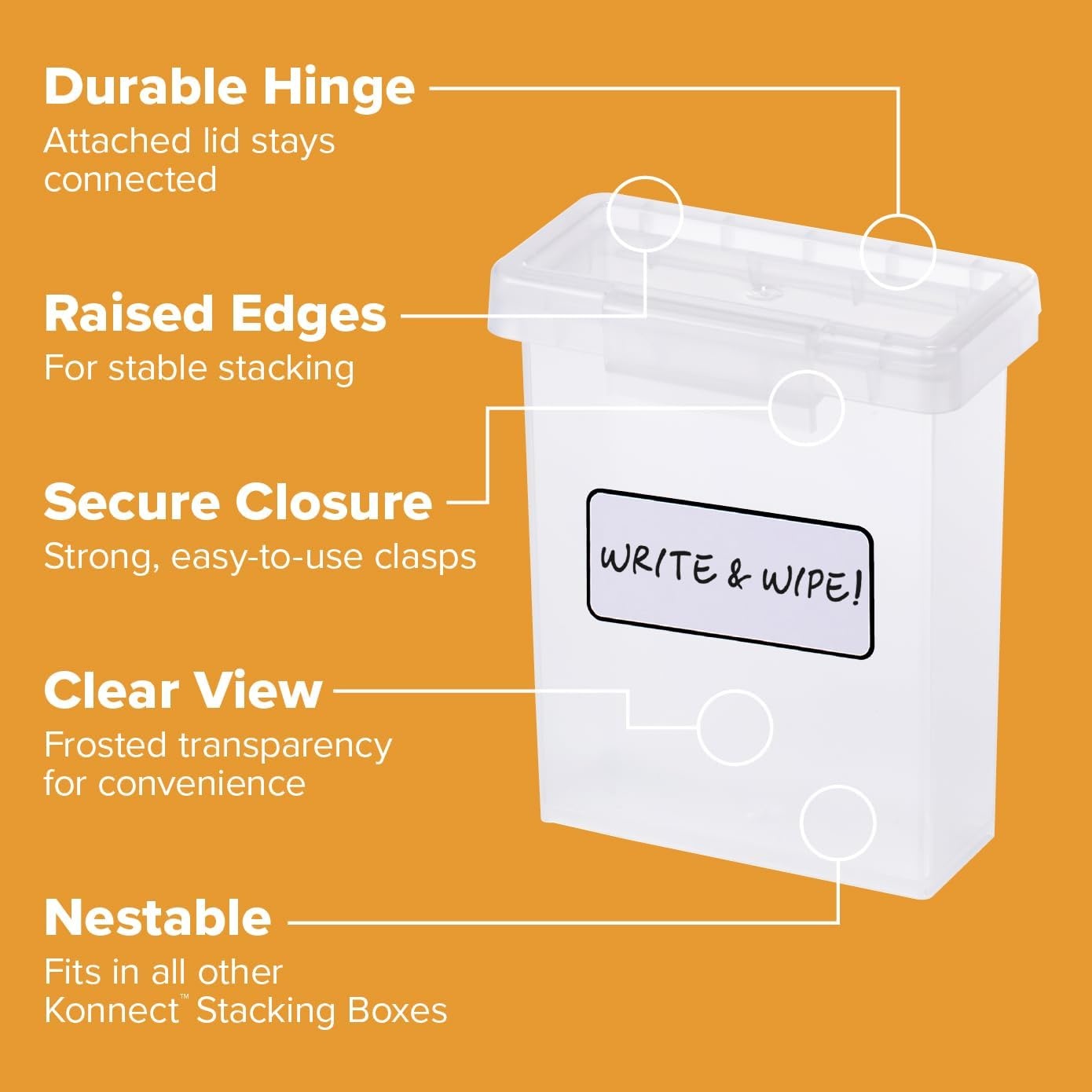 image:imageBostitch Konnect Storage Containers with Lids Clear Plastic Box Stackable for Crafts Home and Office Organization Labels 3Piece 1 4 Qt Box 2 15 Qt boxes05 Qt 2 Pack