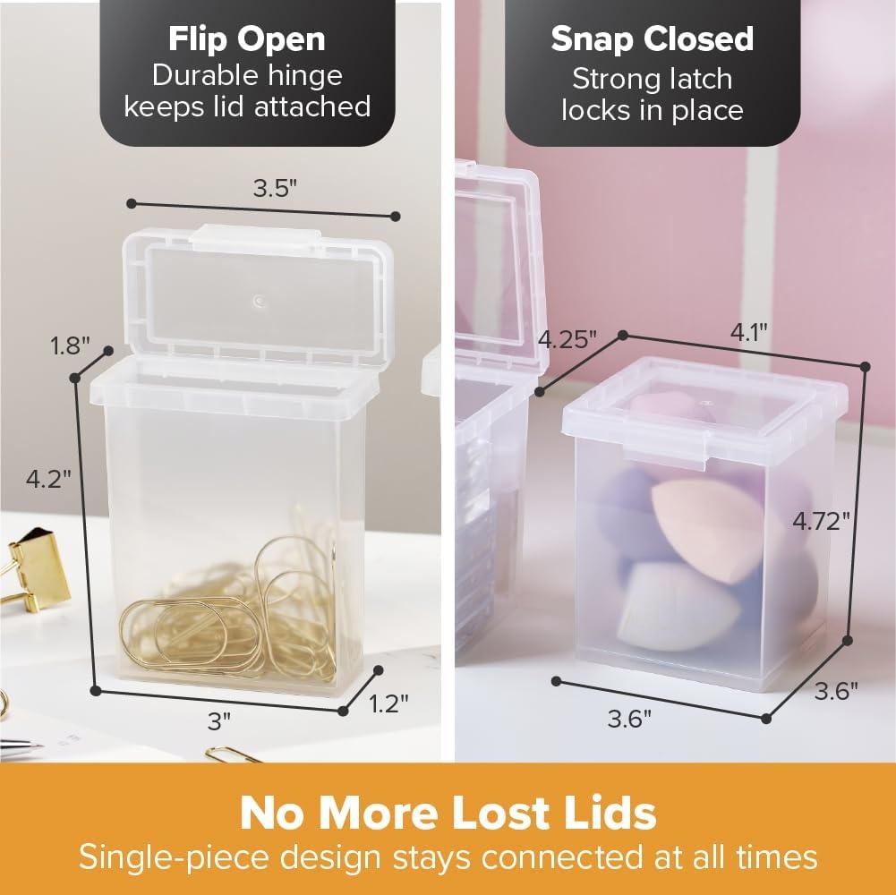 image:imageBostitch Konnect Storage Containers with Lids Clear Plastic Box Stackable for Crafts Home and Office Organization Labels 3Piece 1 4 Qt Box 2 15 Qt boxesSmall Storage Set
