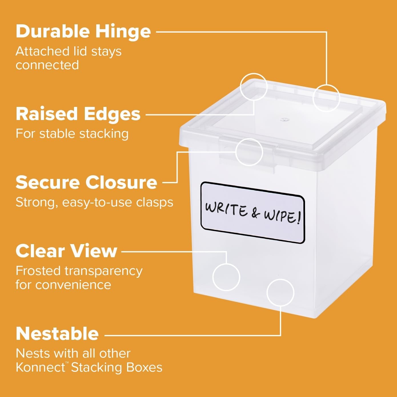 image:imageBostitch Konnect Storage Containers with Lids Clear Plastic Box Stackable for Crafts Home and Office Organization Labels 3Piece 1 4 Qt Box 2 15 Qt boxes15 Qt 2 Pack