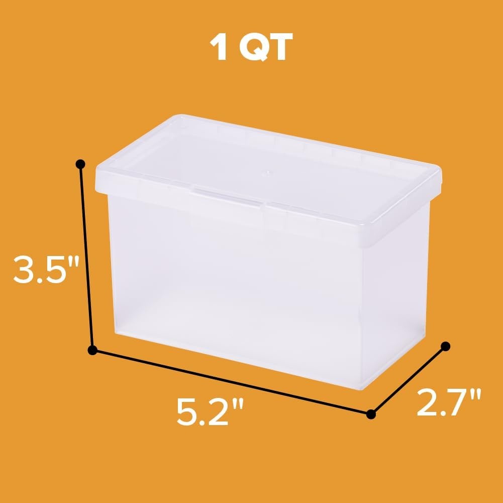 image:imageBostitch Konnect Storage Containers with Lids Office Organizer Clear Plastic Box Stackable for Index Cards Labels 1 Qt 3 Pack3Pack