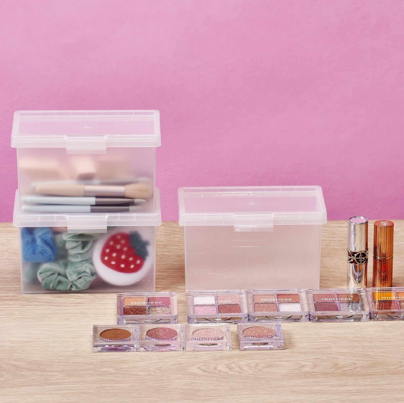 image:imageBostitch Konnect Storage Containers with Lids Office Organizer Clear Plastic Box Stackable for Index Cards Labels 1 Qt 3 Pack3Pack