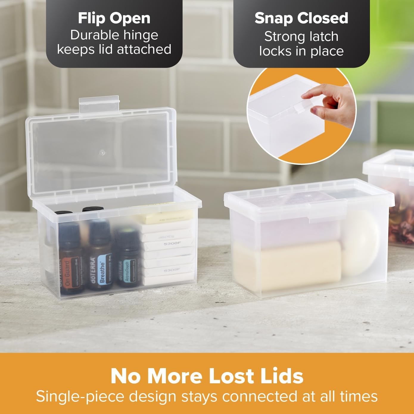 image:imageBostitch Konnect Storage Containers with Lids Office Organizer Clear Plastic Box Stackable for Index Cards Labels 1 Qt 3 Pack3Pack