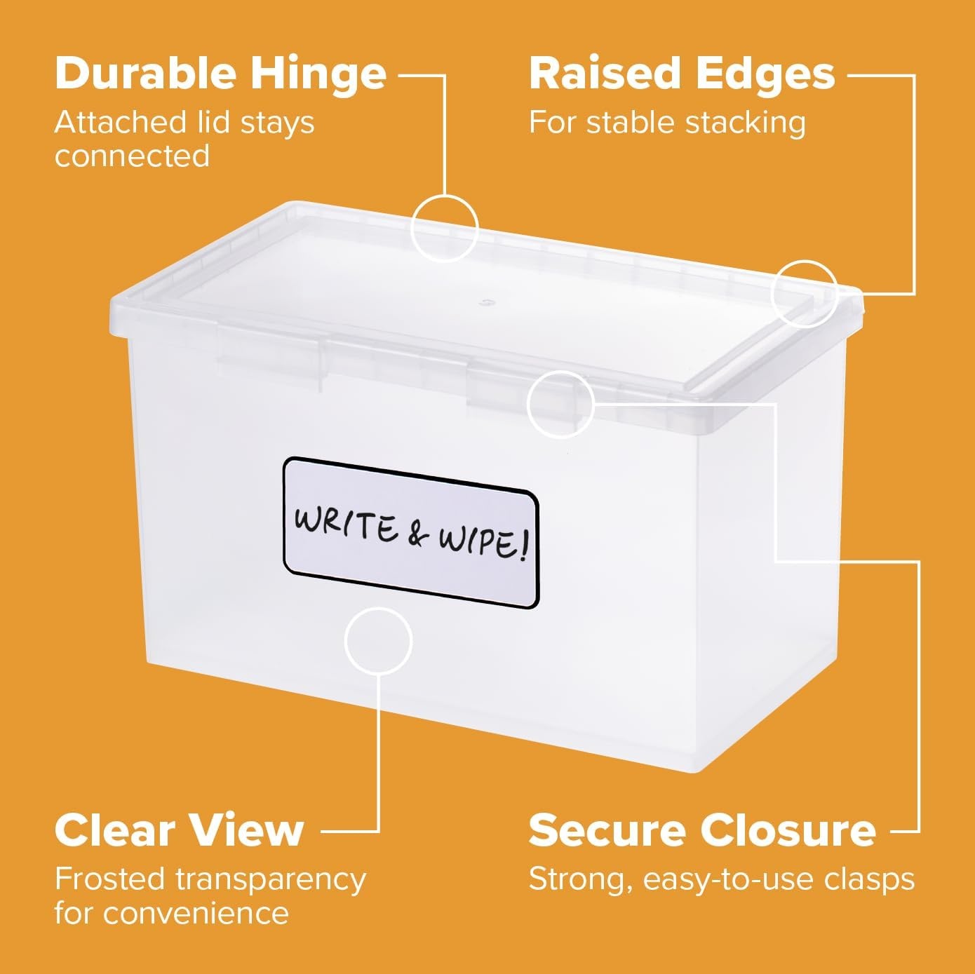 image:imageBostitch Konnect Storage Containers with Lids Office Organizer Clear Plastic Box Stackable for Index Cards Labels 1 Qt 3 Pack3Pack