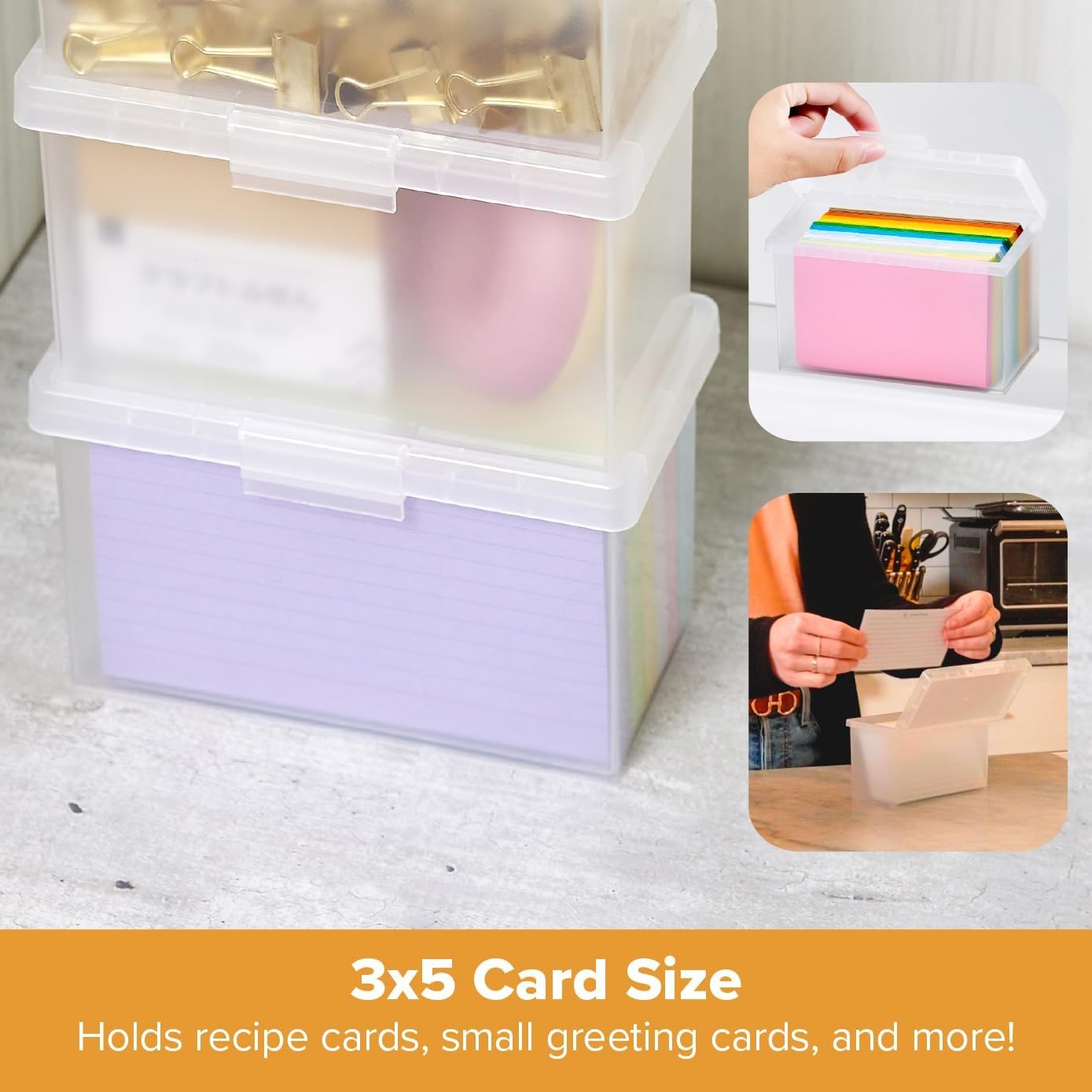 image:imageBostitch Konnect Storage Containers with Lids Office Organizer Clear Plastic Box Stackable for Index Cards Labels 1 Qt 3 Pack6Pack