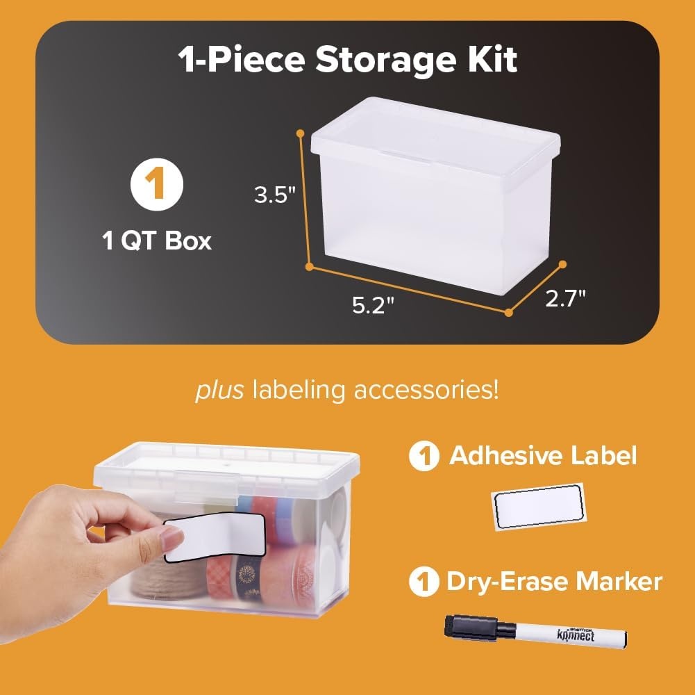image:imageBostitch Konnect Storage Containers with Lids Office Organizer Clear Plastic Box Stackable for Index Cards Labels 1 Qt 3 PackSingle