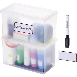 image:imageBostitch Konnect Storage Containers with Lids Clear Plastic Box Stackable for Crafts Home and Office Organization Labels 3Piece 1 4 Qt Box 2 15 Qt boxes4 Qt 2 Pack