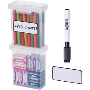 image:imageBostitch Konnect Storage Containers with Lids Clear Plastic Box Stackable for Crafts Home and Office Organization Labels 3Piece 1 4 Qt Box 2 15 Qt boxes05 Qt 2 Pack