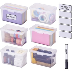 image:imageBostitch Konnect Storage Containers with Lids Office Organizer Clear Plastic Box Stackable for Index Cards Labels 1 Qt 3 Pack6Pack