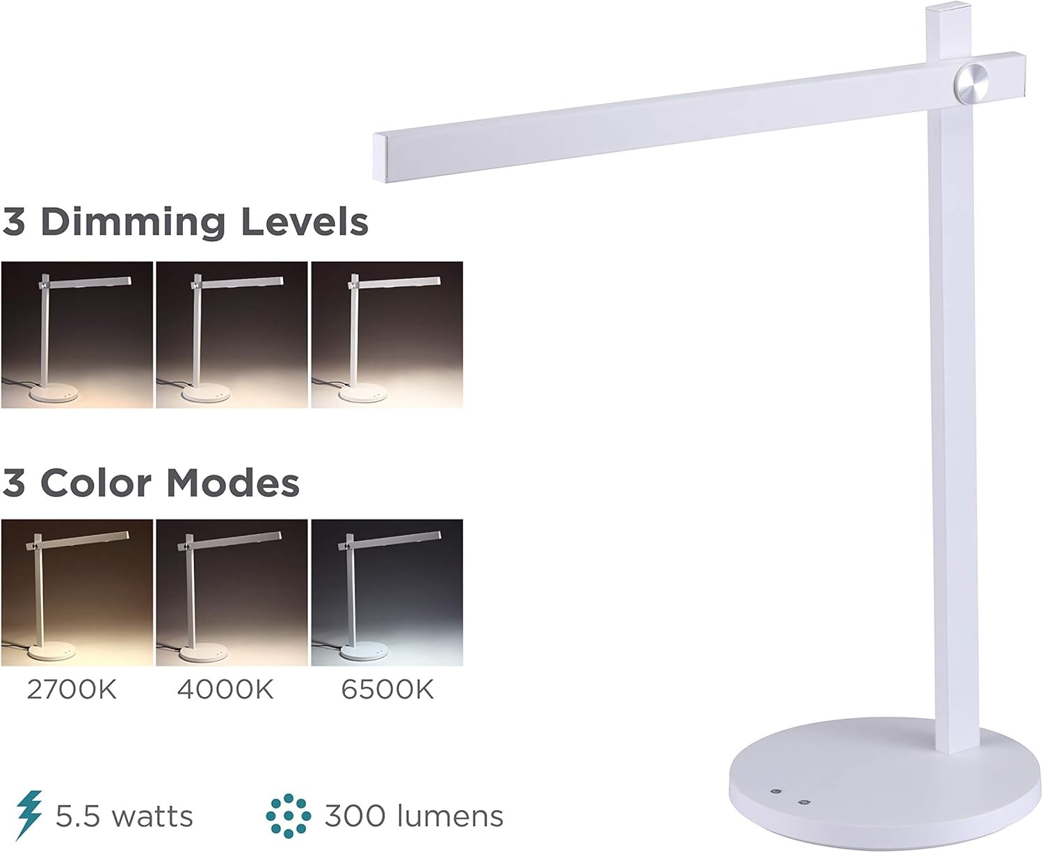 image:imageBostitch BlackDecker Dimmable Bar Desk Lamp 55W White VLED1813WHITEBD