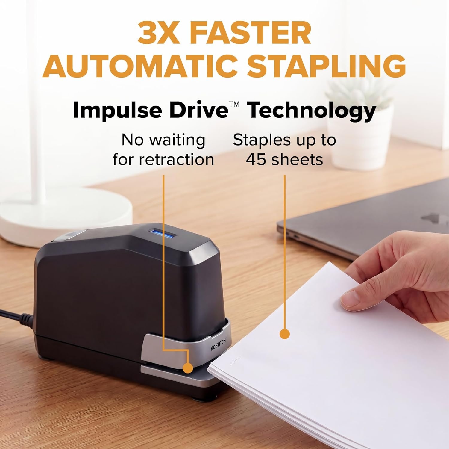 image:imageBostitch Office Impulse Heavy Duty Electric Stapler Value Pack 45 Sheet Capacity Includes 5000 Staples amp Staple Remover NoJam Faster Stapling Black1Pack