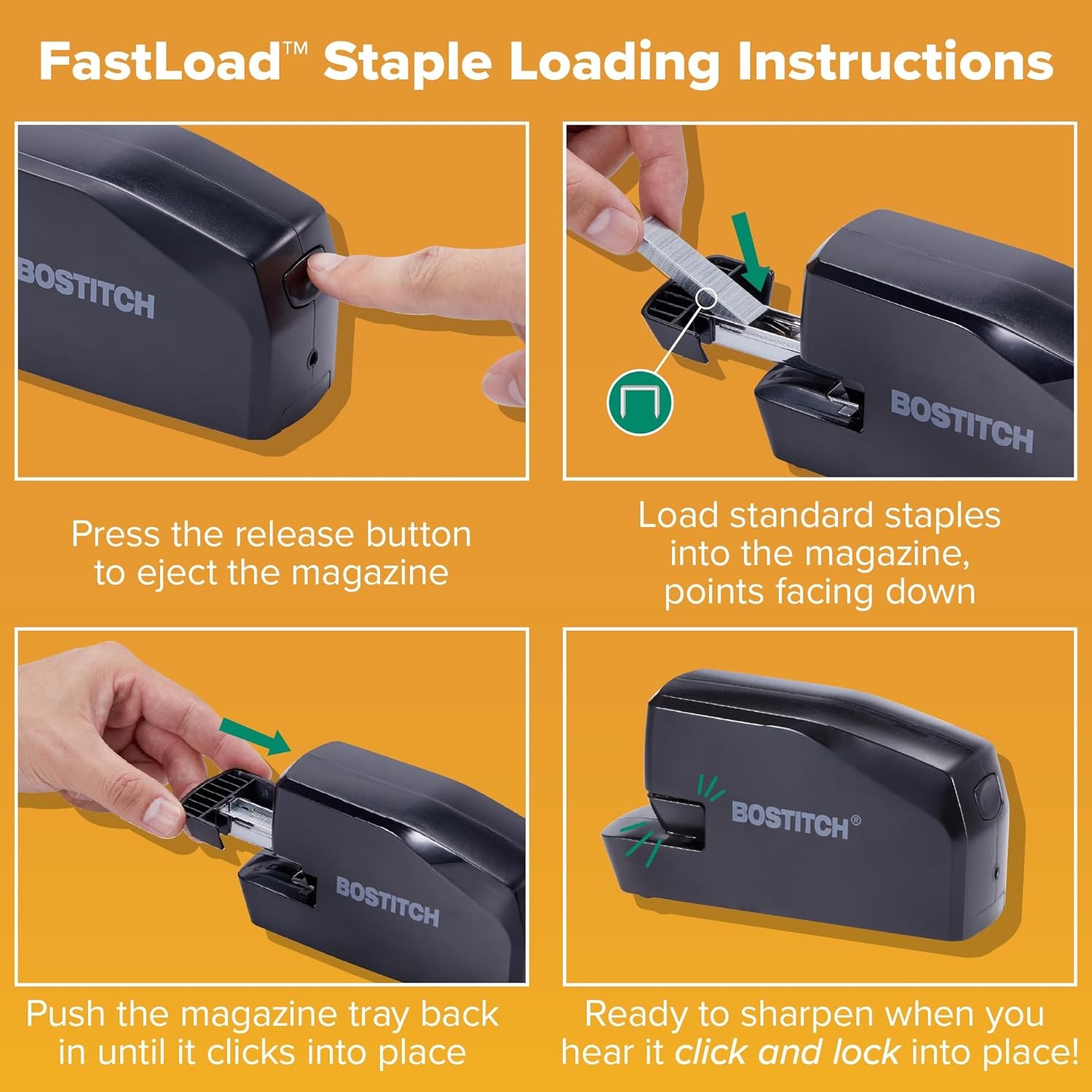 image:imageBostitch Office Portable Electric Stapler 20 Sheets AC or Battery Powered Includes 1250 Staples BlueBlack