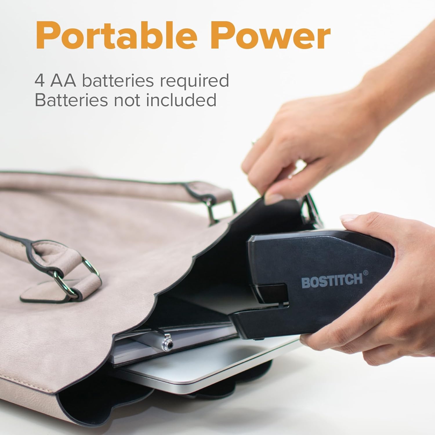 image:imageBostitch Office Portable Electric Stapler 20 Sheets AC or Battery Powered Includes 1250 Staples BlueBlack