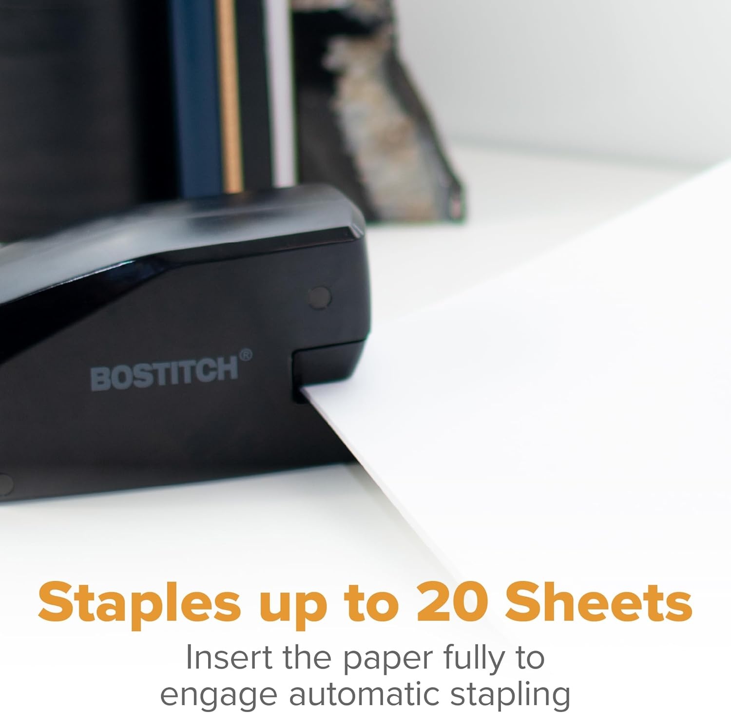 image:imageBostitch Office Portable Electric Stapler 20 Sheets AC or Battery Powered Includes 1250 Staples BlueBlack
