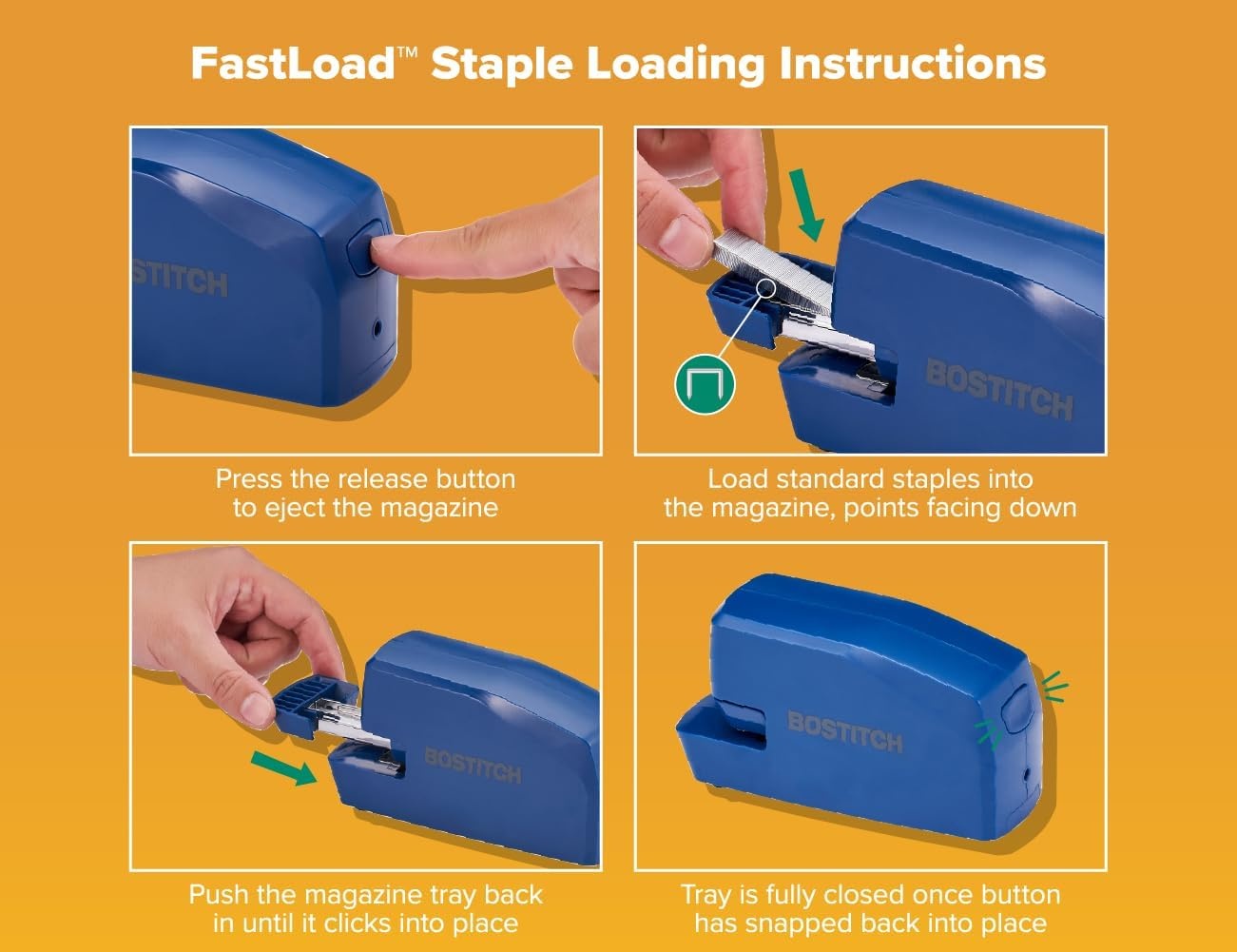 image:imageBostitch Office Portable Electric Stapler 20 Sheets AC or Battery Powered Includes 1250 Staples BlueBlue