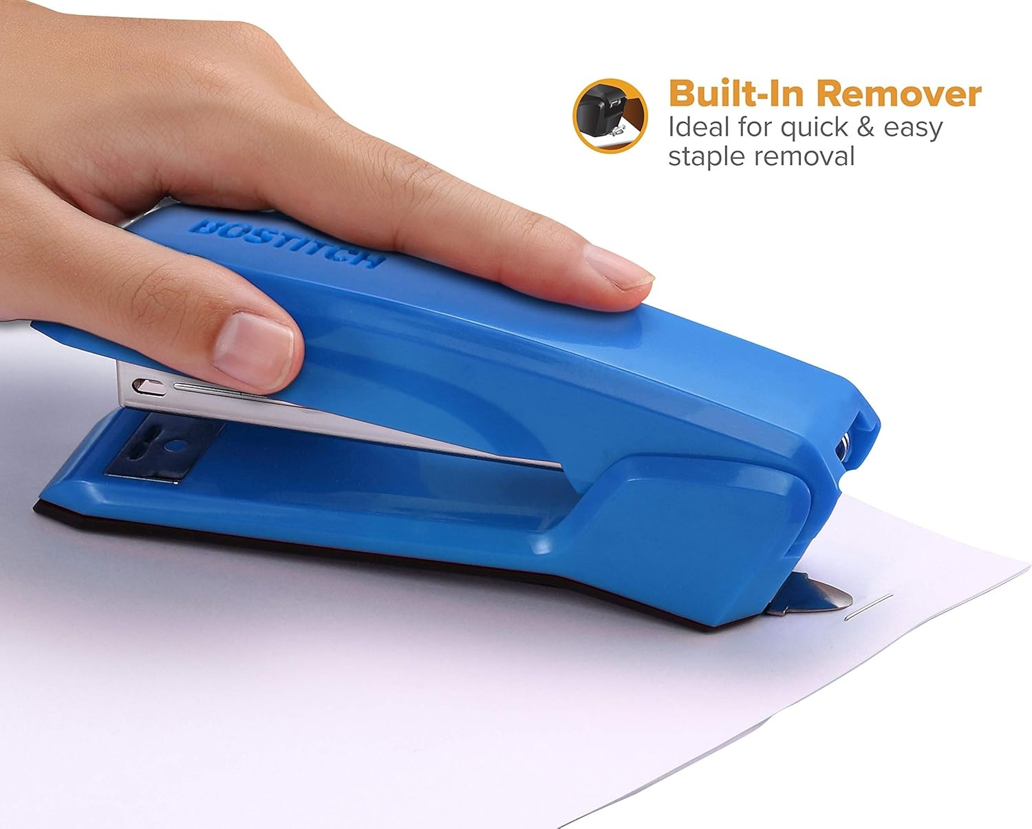 image:imageBostitch Office Ascend 3 in 1 Stapler Integrated Remover amp Staple Storage 420 Staples Included 20 Sheet Capacity Lightweight MagentaBlue