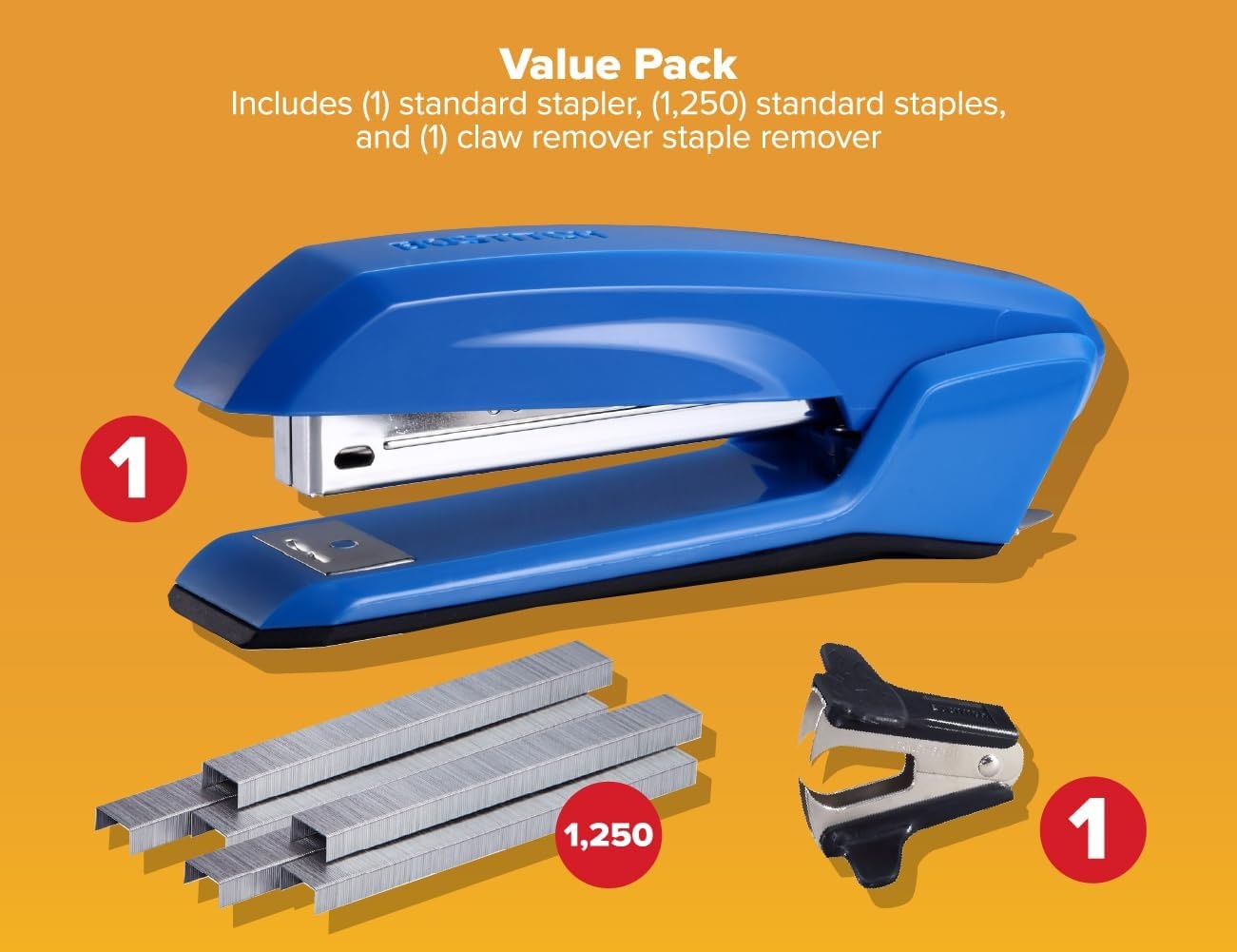 image:imageBostitch Office Ascend 3 in 1 Stapler Integrated Remover amp Staple Storage 420 Staples Included 20 Sheet Capacity Lightweight MagentaBlue Value Pack