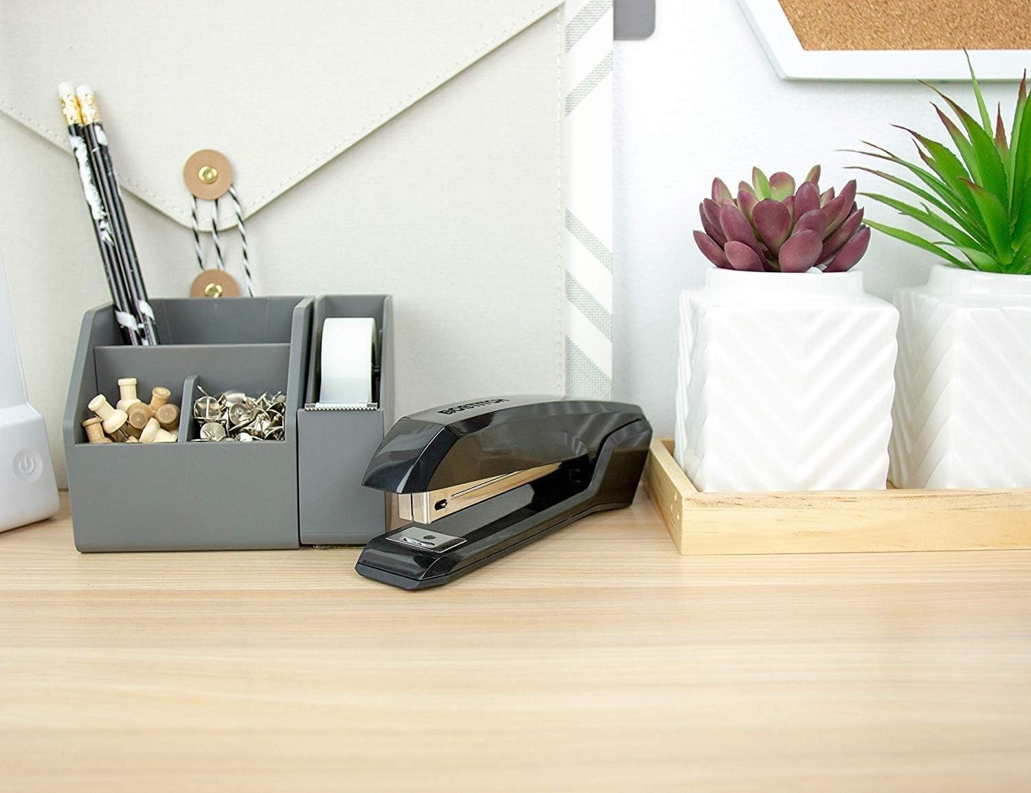 image:imageBostitch Office Ascend 3 in 1 Stapler Integrated Remover amp Staple Storage 420 Staples Included 20 Sheet Capacity Lightweight MagentaCharcoal