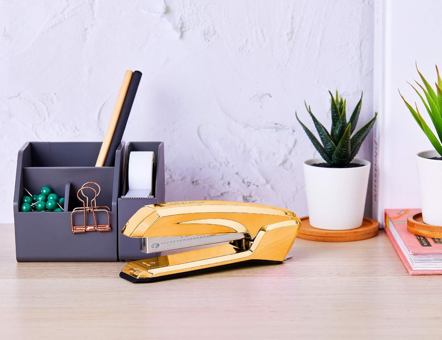 image:imageBostitch Office Ascend 3 in 1 Stapler Integrated Remover amp Staple Storage 420 Staples Included 20 Sheet Capacity Lightweight MagentaGold