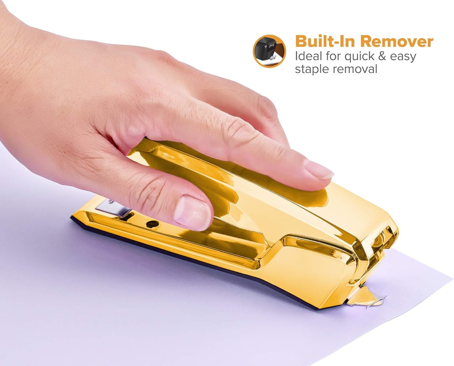 image:imageBostitch Office Ascend 3 in 1 Stapler Integrated Remover amp Staple Storage 420 Staples Included 20 Sheet Capacity Lightweight MagentaGold