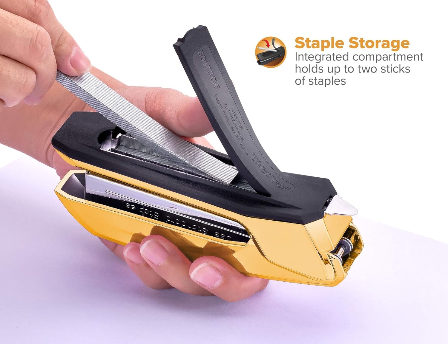 image:imageBostitch Office Ascend 3 in 1 Stapler Integrated Remover amp Staple Storage 420 Staples Included 20 Sheet Capacity Lightweight MagentaGold