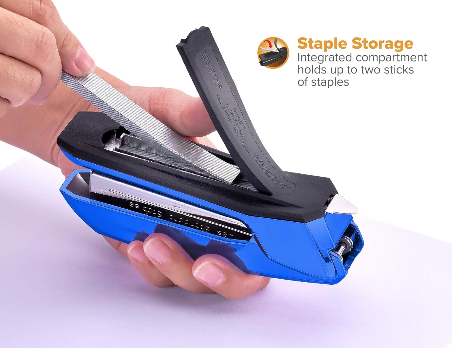 image:imageBostitch Office Ascend 3 in 1 Stapler Integrated Remover amp Staple Storage 420 Staples Included 20 Sheet Capacity Lightweight MagentaMetallic Blue