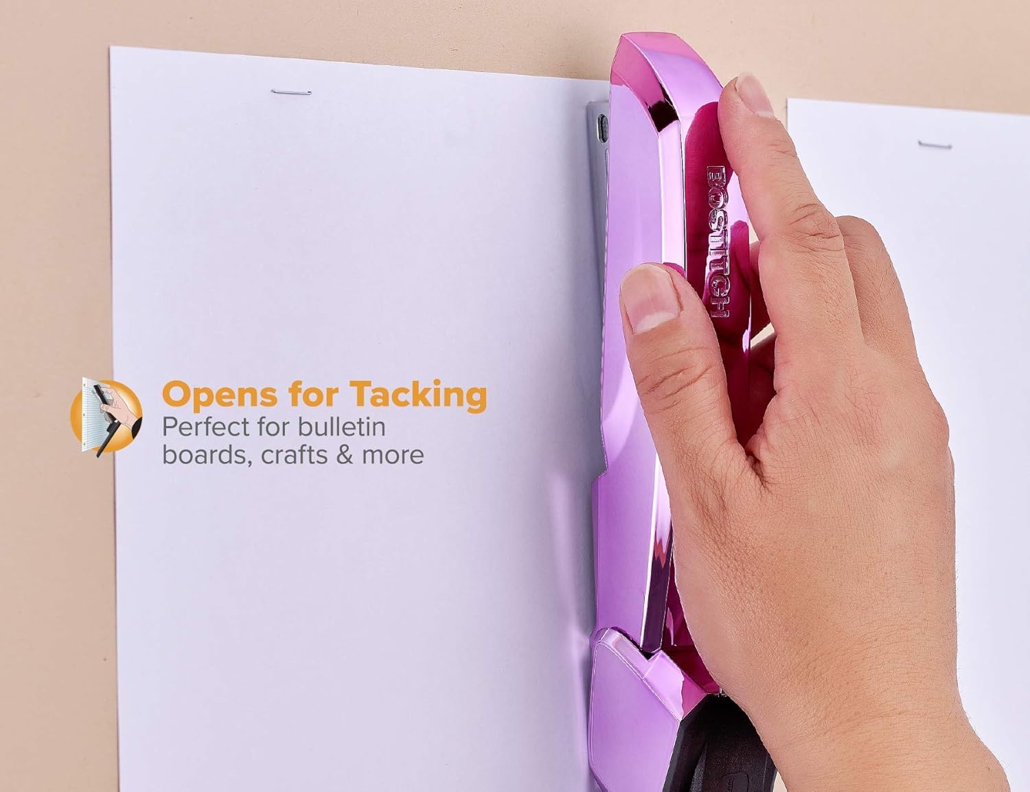 image:imageBostitch Office Ascend 3 in 1 Stapler Integrated Remover amp Staple Storage 420 Staples Included 20 Sheet Capacity Lightweight MagentaMetallic Purple