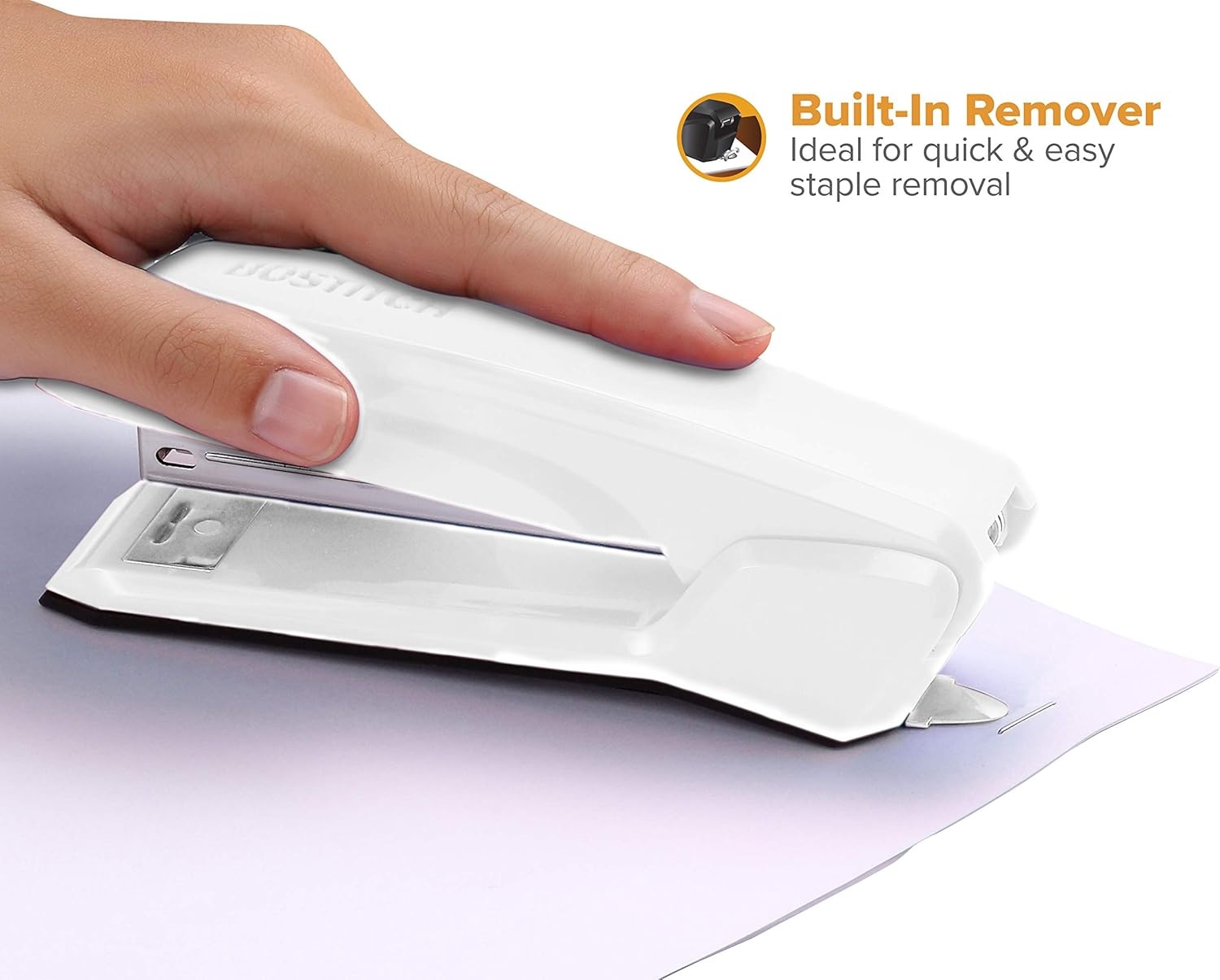 image:imageBostitch Office Ascend 3 in 1 Stapler Integrated Remover amp Staple Storage 420 Staples Included 20 Sheet Capacity Lightweight MagentaWhite