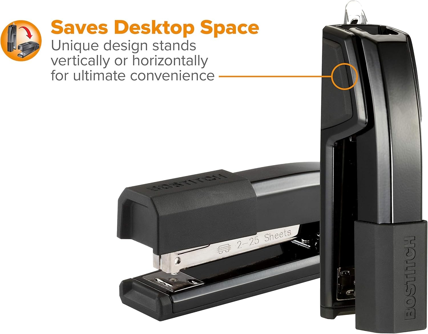 image:imageBostitch Office Epic Metal 3 in 1 Stapler 25 Sheet Capacity Includes 210 Staples in Staple Storage Compartment amp Integrated RemoverBlack