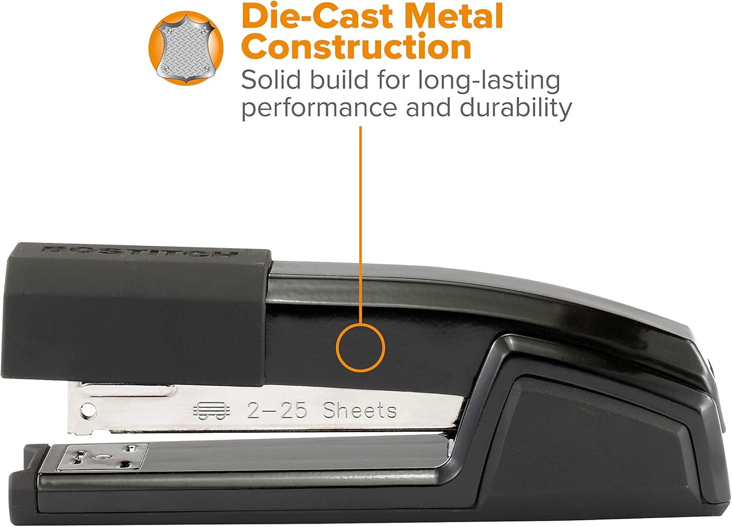 image:imageBostitch Office Epic Metal 3 in 1 Stapler 25 Sheet Capacity Includes 210 Staples in Staple Storage Compartment amp Integrated RemoverBlack