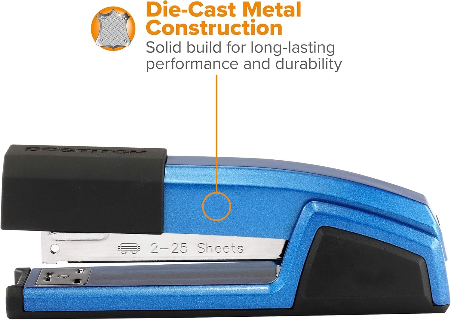 image:imageBostitch Office Epic Metal 3 in 1 Stapler 25 Sheet Capacity Includes 210 Staples in Staple Storage Compartment amp Integrated RemoverBlue