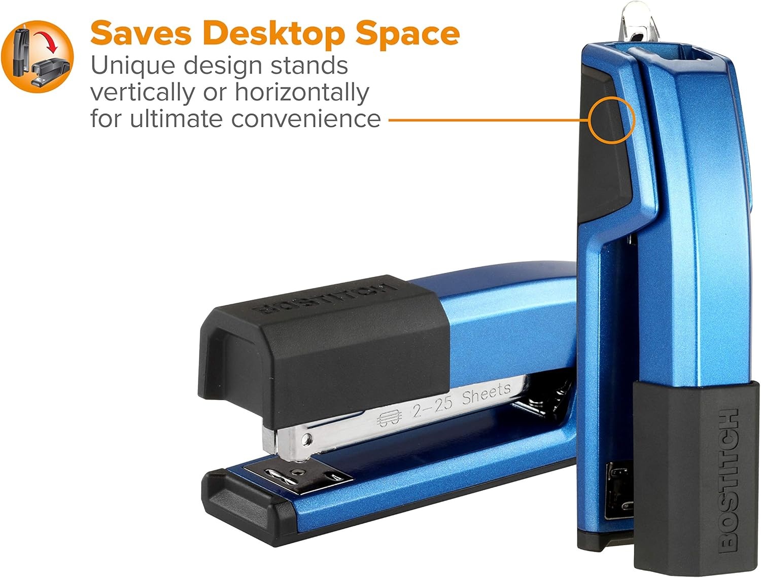 image:imageBostitch Office Epic Metal 3 in 1 Stapler 25 Sheet Capacity Includes 210 Staples in Staple Storage Compartment amp Integrated RemoverBlue