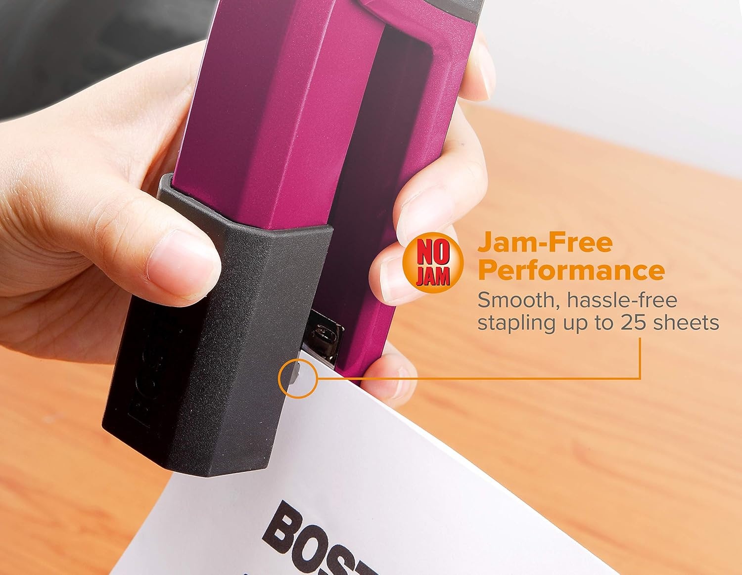 image:imageBostitch Office Epic Metal 3 in 1 Stapler 25 Sheet Capacity Includes 210 Staples in Staple Storage Compartment amp Integrated RemoverMagenta