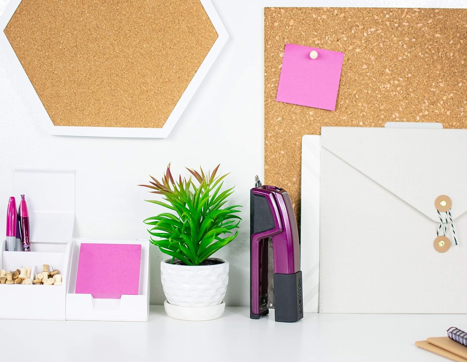 image:imageBostitch Office Epic Metal 3 in 1 Stapler 25 Sheet Capacity Includes 210 Staples in Staple Storage Compartment amp Integrated RemoverMagenta