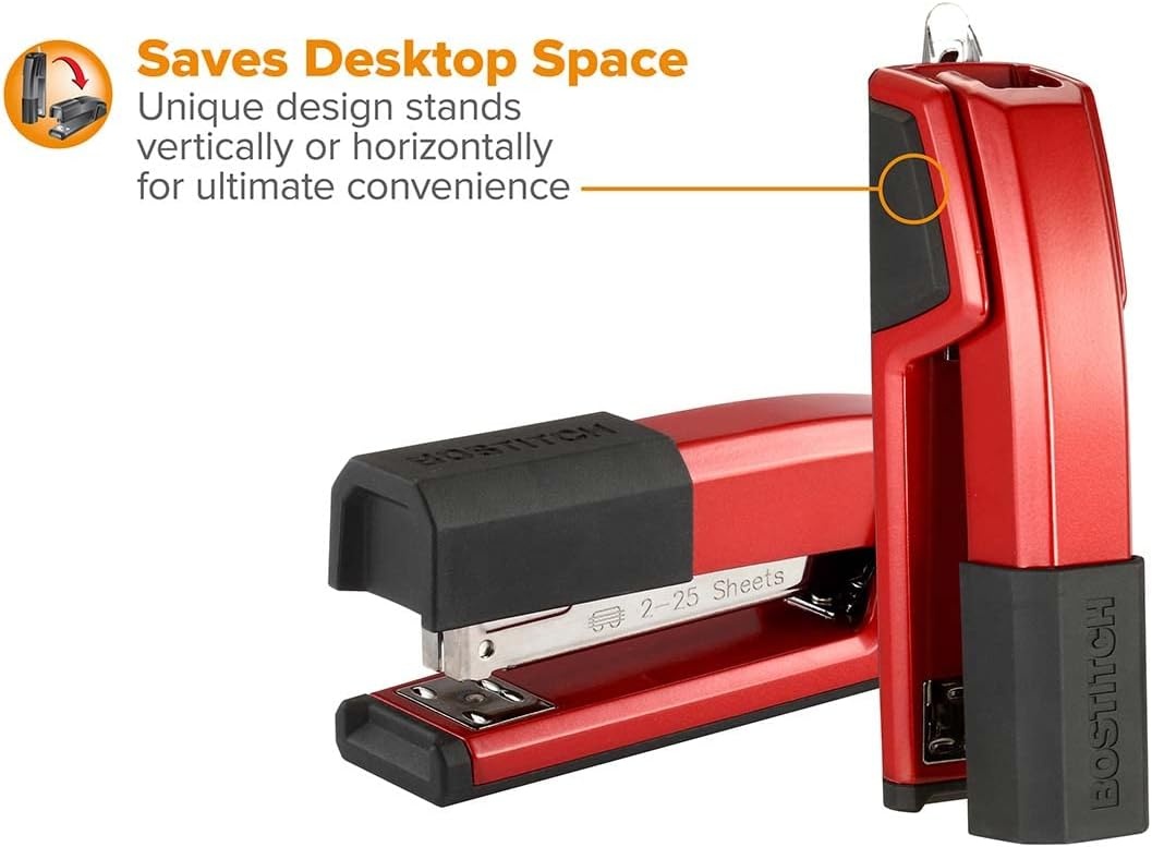 image:imageBostitch Office Epic Metal 3 in 1 Stapler 25 Sheet Capacity Includes 210 Staples in Staple Storage Compartment amp Integrated RemoverRed