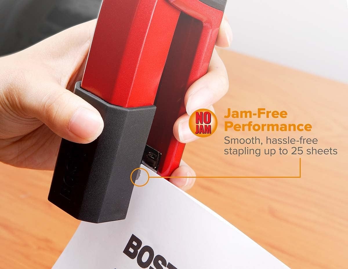 image:imageBostitch Office Epic Metal 3 in 1 Stapler 25 Sheet Capacity Includes 210 Staples in Staple Storage Compartment amp Integrated RemoverRed