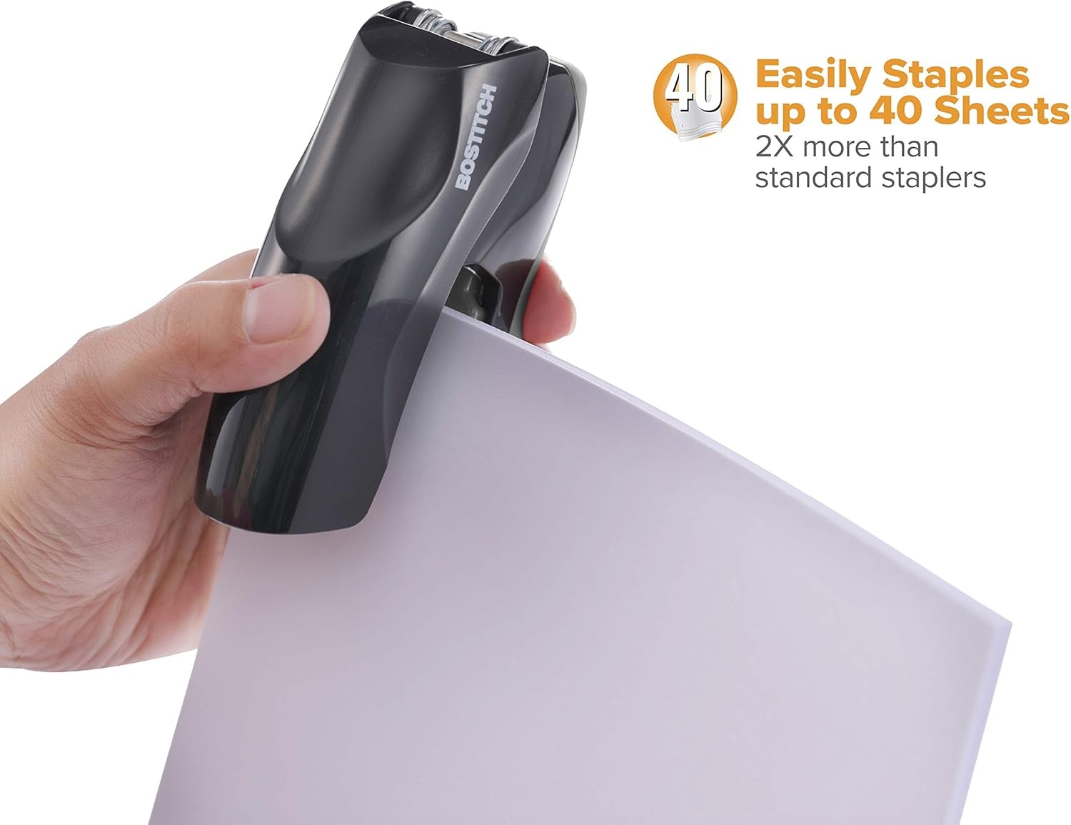 image:imageBostitch Office Heavy Duty Stapler 40 Sheet Capacity No Jam Half Strip Fits into the Palm of Your Hand For Classroom Office or Desk Black 3PackBlack Compact 3pack