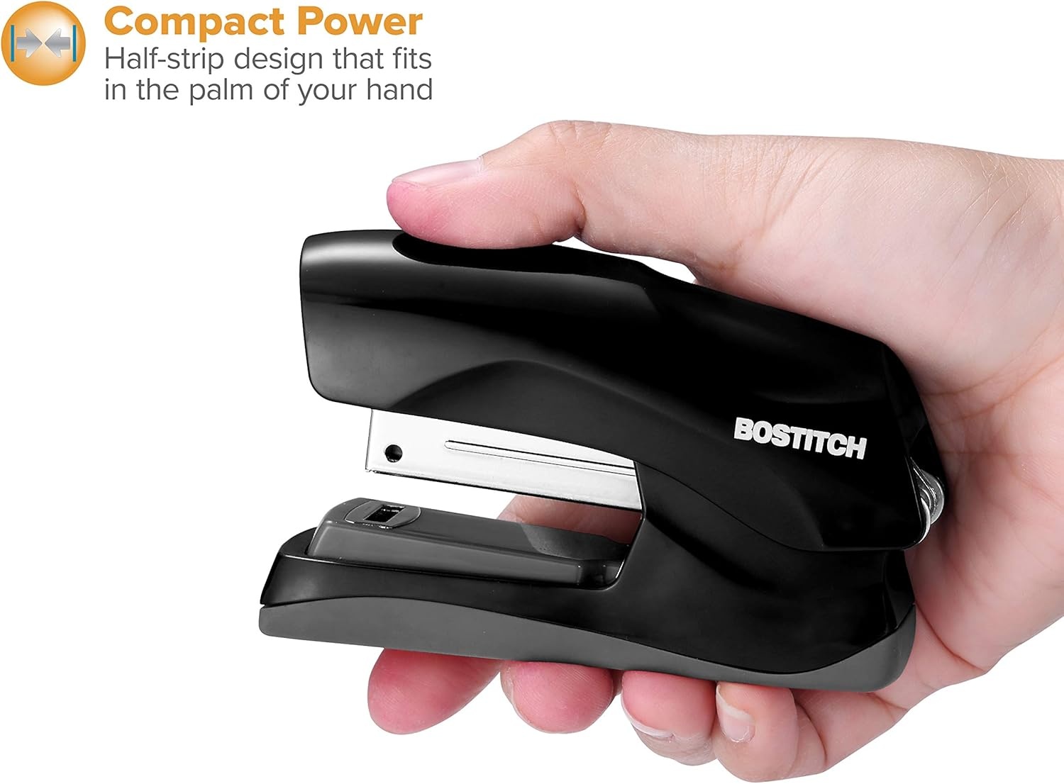 image:imageBostitch Office Heavy Duty Stapler 40 Sheet Capacity No Jam Half Strip Fits into the Palm of Your Hand For Classroom Office or Desk Black 3PackBlack Compact 3pack