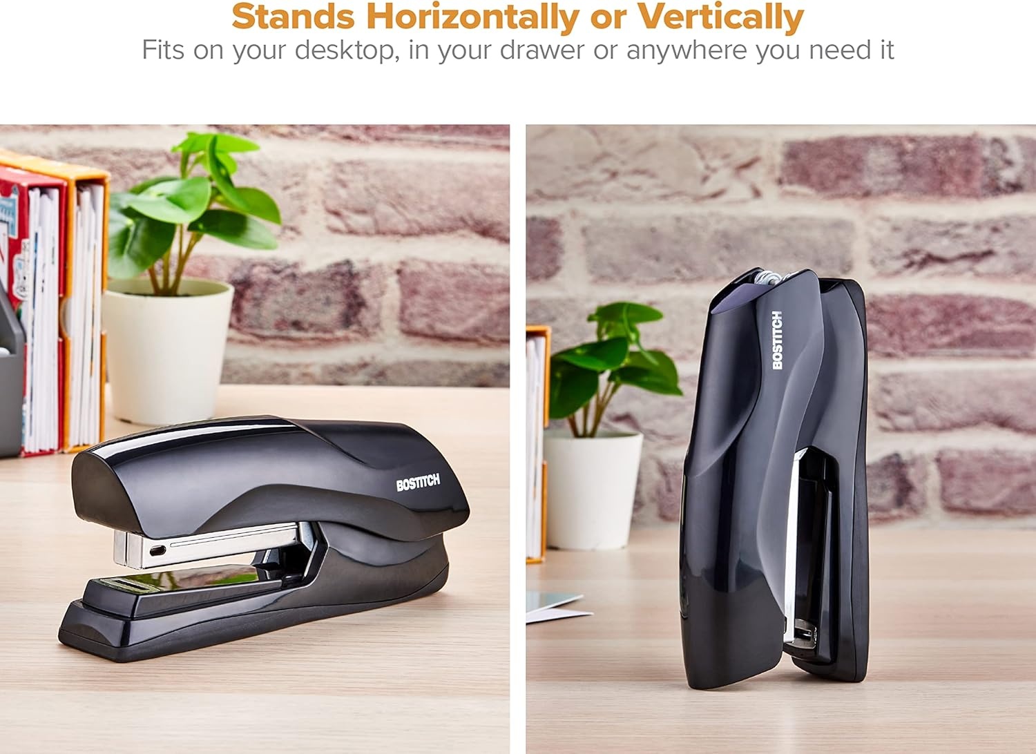 image:imageBostitch Office Heavy Duty Stapler 40 Sheet Capacity No Jam Half Strip Fits into the Palm of Your Hand For Classroom Office or Desk Black 3PackBlack