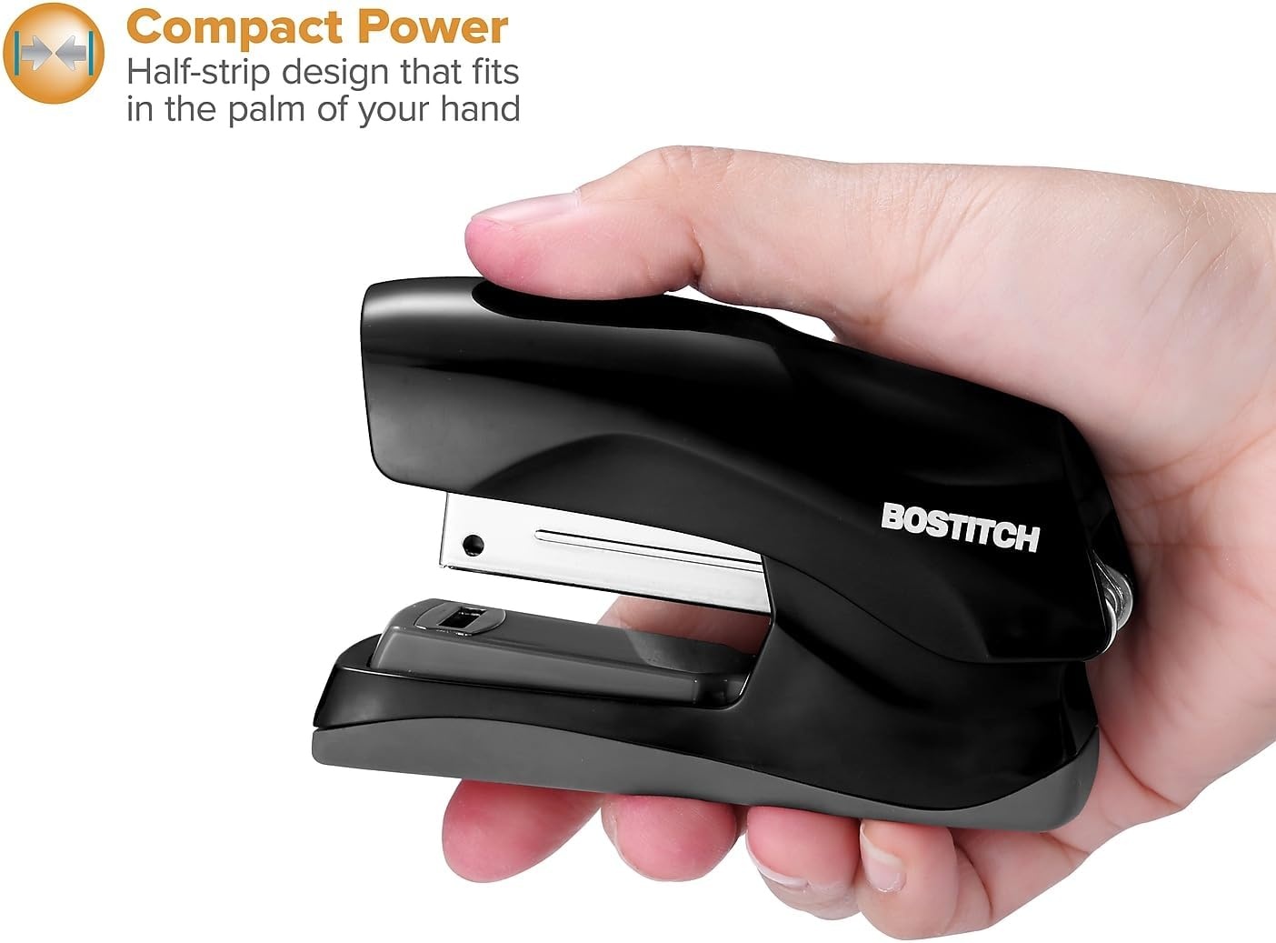 image:imageBostitch Office Heavy Duty Stapler 40 Sheet Capacity No Jam Half Strip Fits into the Palm of Your Hand For Classroom Office or Desk Black 3PackBlack