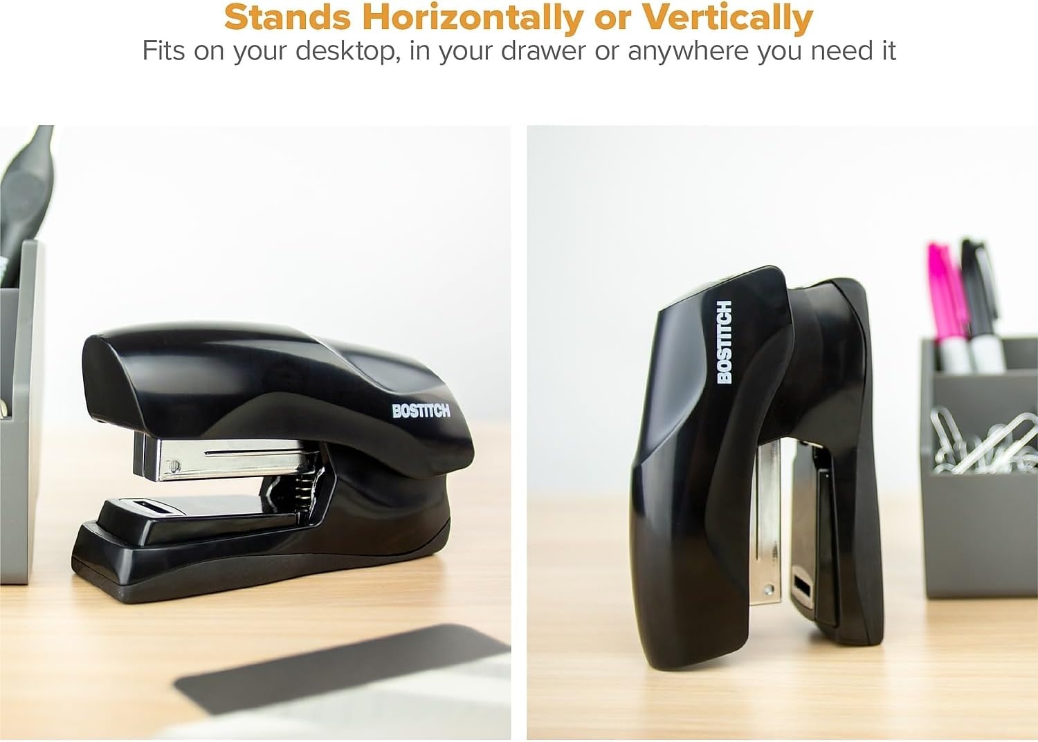 image:imageBostitch Office Heavy Duty Stapler 40 Sheet Capacity No Jam Half Strip Fits into the Palm of Your Hand For Classroom Office or Desk Black 3PackBlack