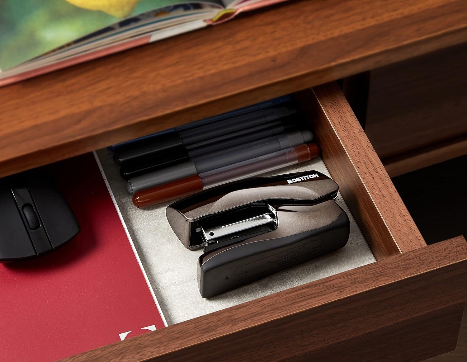 image:imageBostitch Office Heavy Duty Stapler 40 Sheet Capacity No Jam Half Strip Fits into the Palm of Your Hand For Classroom Office or Desk Black 3PackBlack Chrome